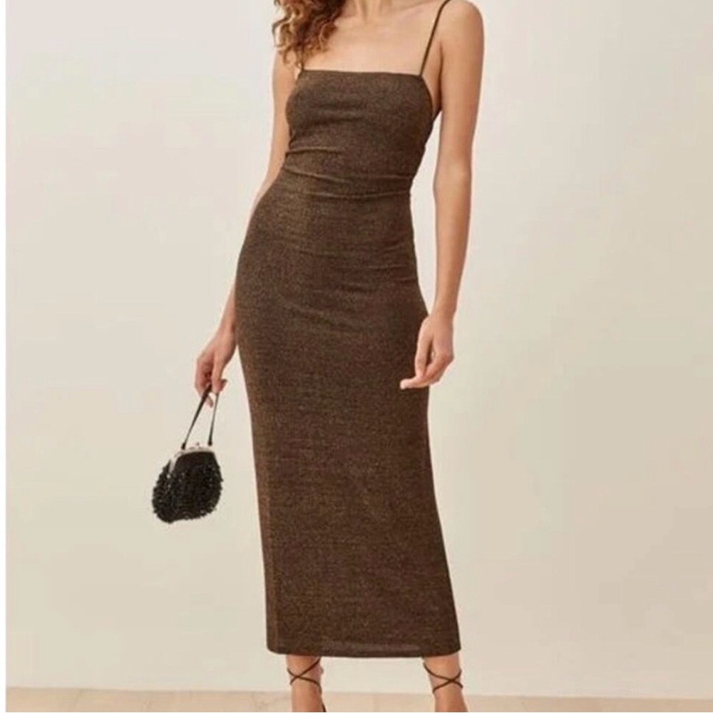 Reformation Brown Sparkly Dress